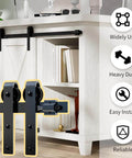 Three Foot Mini Barn Door Hardware Kit For Sliding Single Door In J Shape For Cabinets Wardrobe TV Stand Carbon Steel With Frosted Finish Waterproof And Rustproof Durable Track System Fits Door Thickness From Three Quarters Inch To One Inch Easy To installed on white cabinet