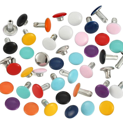 Colorful Leather Rivets Kit 380 Sets 8mm And 8x10mm 8x7mm Silver Double Cap Rivets Assorted Colors