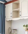 Clear Crystal Glass Cabinet Knobs Pull Handles 3.75 Inch Hole To Hole Silver Chrome Finish 2 Pack installed on kitchen cabinets.