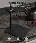 Hassle Free Pour Over Coffee Stand Featuring Adjustable Height Alloy Base With Non Slip Pad and Universal Round Ring for Hands Free Brewing and Smooth Morning Java Ritual On Almost Any Kitchen Counter, close-up on stable design.