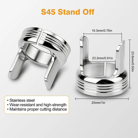 6 Piece S45 Plasma Cutter Torch Consumables Kit Including Retaining Cap Stand Off and Swirl Ring for S45 Torch Maintenance