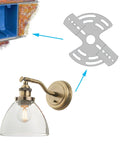Adjustable Ceiling Light Mount Crossbar With Screws And Nuts Go To Fixture Bracket For Wall Or Ceiling Installations close-up with sconce and junction box