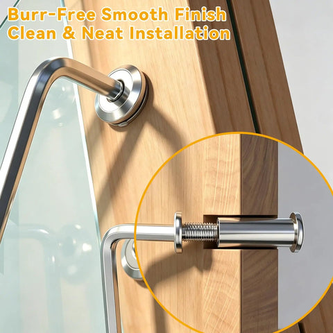 Premium Furniture Fastener Kit Contains 10 Pieces Of 12 Millimeter Flat Head Hex Cap Bolts Paired With Steel Barrel Nuts And Included Allen Wrench showing a smooth installation detail.