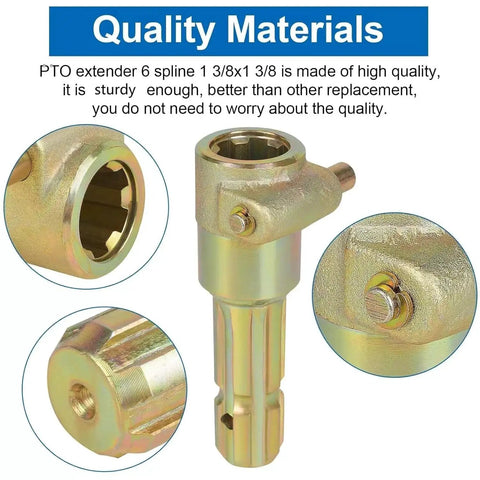 Heavy Duty Pto Shaft Extender Adapter One Three Four Inch Six Spline Male To Female Tractor Implement Replacement assembly with quality materials.