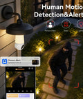 Straight Fire 2K Light Bulb Camera With Full Sweep Panning And Dead Reliable Dual Band Wifi For Home Security capturing human motion detection alert.