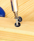 Installing Multi-Function Hinged Screw Cover Caps Set for Self-Tapping Screws on wood, decorative black caps, ABS plastic