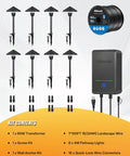 All In One LED Low Voltage Landscape Lighting Kit With Eight Pathway Lights And Transformer One Hundred Foot Wire And Connectors