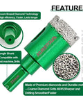 Diamond Core Drill Bit Kit With Vacuum Brazed Technology For Dry Drilling Tile Porcelain Ceramic Stone, close-up of 25mm bit