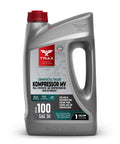 ISO 100 SAE 30 Full Synthetic Air Compressor Oil, 1-gallon jug for rotary vane, screw, and reciprocal motors in high-temp environments.