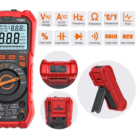 Go To Digital Multimeter With True RMS, 9999 Counts, Auto Ranging, AC DC Voltage And Current Meter, NCV, Inductance shown