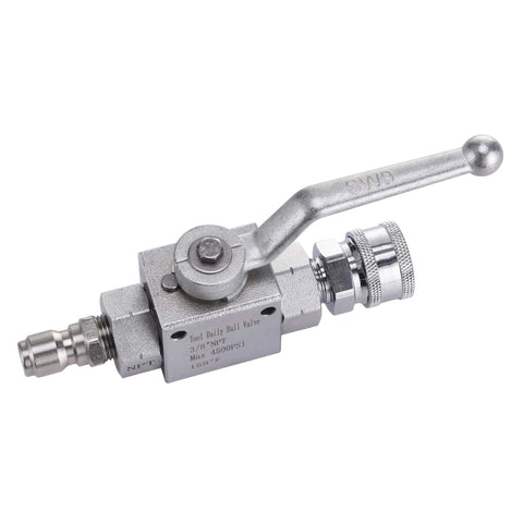 Tool Daily high-pressure washer ball valve with lever, 3/8 in NPT, quick-connect fittings, 4500 PSI