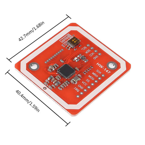 PN532 NFC RFID Module Kit With I2C SPI And HSU Dope NFC Reader for Raspberry Pi PCB board with dimensions marked