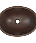 Top view of 17 Inch Handmade Copper Bathroom Sink With Aged Copper Finish Overall 17 By 13 By 5 Inches Bowl About 15 By 11 By 5 Inches