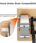 Transform Your Battle Station With This Rock Solid Under Desk PC Mount Bracket showing 2.8" clearance for mid and mini tower compatibility.