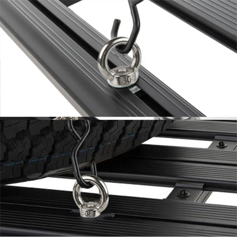 Six Pack M8 Heavy Duty Eye Bolts With T Slot Bolts In 304 Stainless Steel Eye Nuts And Nuts For Roof Rack Bungee Cords Ropes Anchoring Kit Ideal For Trailers Boats Decks And Challenging Outdoor Use mounted on roof rack slot