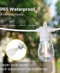 White Outdoor String Lights 48Ft With 16 Shatterproof 1W LED Bulbs For Patio Garden Backyard Porch Deck Cafe Wedding Party Durable 18-Gauge Wire Copper Core Energy Saving Waterproof Design