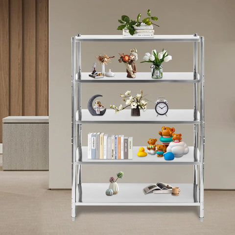 Heavy Duty Five Tier Stainless Steel Shelves And Wire Shelving Unit For Kitchen Garage And Home Office Storage Sturdy Metal Rack Holds 132 Pounds Per Shelf Top Shelf Organization Essential For Any Rad Setup