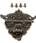 Vintage Box Hasp Lock for Jewelry Boxes and Wooden Drawers 54x58mm zinc alloy antique latch with screws, ornate design