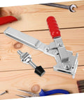 Two Piece Welding Fixed Toggle Clamps With Rubber Tips Pro Grade Heavy Duty Metal Hold Down Clamps on wooden surface