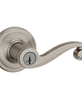 Lido Entry Door Handle With Lock And Key, Reversible Exterior Lever For Front Doors, Satin Nickel Finish