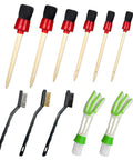 11 Piece Car Detailing Kit For Wheels Exterior And Interior Cleaning With Boar Hair Brushes Stainless Steel Wire Tools And Duster Brushes