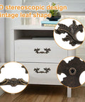 Vintage Leaf Drawer Pulls Set Of 4, 4.8 Inch Antique Dresser Handles in green bronze zinc alloy installed on white dresser.