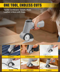Selumie 2026 New Cordless Electric Scissors, 4V Rechargeable Cardboard Cutter For Carpet, Cardboard, Rope, Leather in use.