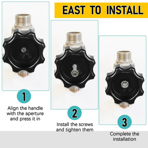 2 Pack Wall Hydrant Handle Kit For Outdoor Faucets Replacement Wheel Shaped Knob With Stainless Self Tapping Screws installation steps