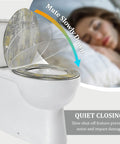 Quiet Close Resin Elongated Toilet Seat for Bathroom showing slow closing feature, designed for comfort and noise reduction.