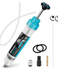 DURATECH 500cc fluid extractor with long hose, two extension tubes, and adapters