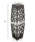 Outdoor Solar Powered Woven Wicker Lantern Floor Lamp For Deck Garden Lawn And Porch, Medium Silver Gray