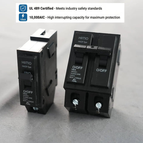 2 Pole 60A Thermal Magnetic Miniature Circuit Breaker Plug In Panel Mount With Tool Free Install And 10KA Breaking Capacity UL Listed