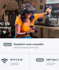 Person using Focus Vision XR Headset Bundle With DisplayPort PC VR Streaming Kit for standalone and PC VR gaming, no base station.
