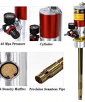 Pneumatic Grease Pump for 55 Gallon Drums, Air Operated with 50 to 1 Pressure Ratio showing components and specifications