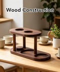 Top Shelf Solid Wood Pour Over Coffee Station With Elevated Drip Tray For Your Daily Brew And Kitchen Counter Coffee Game Setup Featuring Natural Wood Grain Vibes displayed on a wooden table with coffee cups.