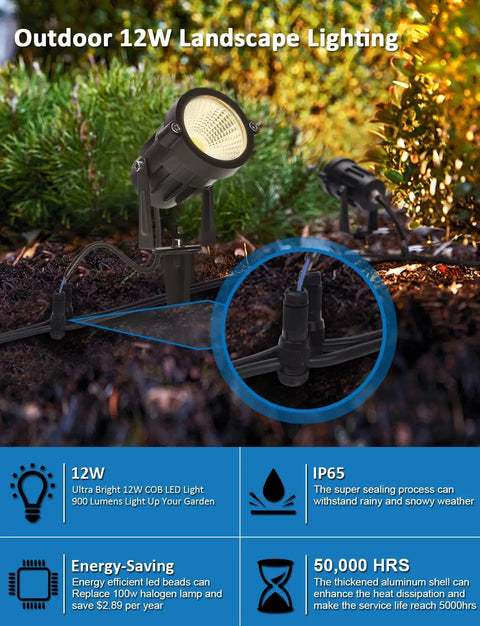 Low Voltage Fastlock Wire Connectors for landscape lighting installation in action under garden spotlight.