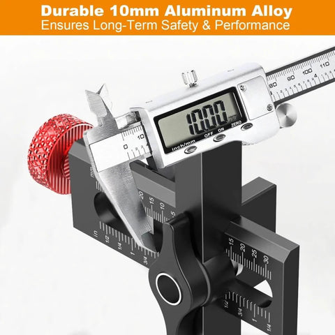Close-up of Cabinet Door Mounting Jig With Quick Edge Positioner For Frameless And Face Frame Cabinets Pro Grade Aluminum