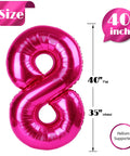Hot Pink Number 8 Balloon 40 Inch Giant Foil Balloon For 8th Birthday Party Decor Epic Photo Backdrop Prop Large 8 Balloon