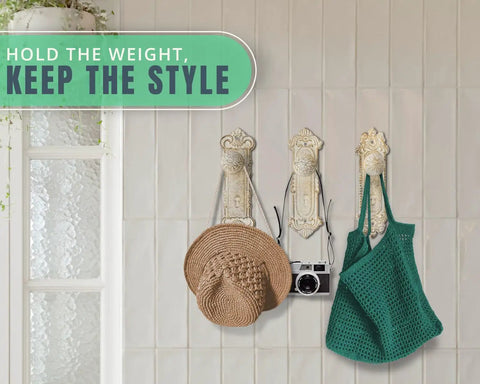 Rustic White Cast Iron Wall Hooks Dead On Vintage Door Knob Style Coat Rack Heavy Duty Entryway Decor Shabby Chic Key Hat Bag Hangers set with hats and bags