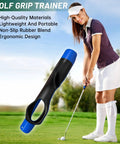 2 Pack Golf Grip Trainer Set For Right Hand, Your Game Changer Golf Training Aid To Correct Hand Position displayed with golfer