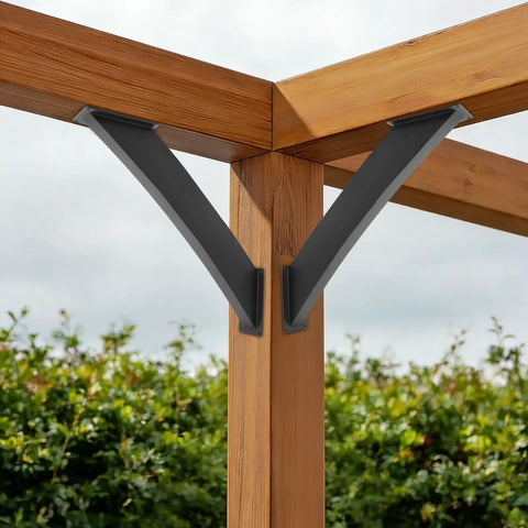 Beefy 4x4 Pergola Brackets For Wood Posts And Beams Black Iron Corner Support Braces For Treehouse Pavilion Garden Cottage Heavy Duty Angle Brackets In 15 Or 23 Inch Length