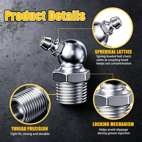 Solid 60 Piece Grease Fittings Kit With Zinc Plated Iron Zerk Assortment Featuring 45 And 180 Angle Angles Plus Mix Of Metric And Sae Threads Perfect For Slapin Up Your Ride Or Fixing Heavy Machinery, zinc zerk fitting
