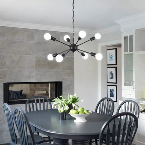 Sputnik 12 Light Chandelier Dope Brushed Nickel Modern Pendant Lighting For Kitchen Dining Living Room Foyer Industrial Vintage