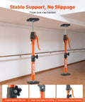 Front view of two orange VEVOR cabinet jack support poles, 2-pack, steel telescoping rods with clamps