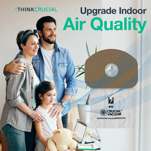 Family beside BV-2 Vacuum Bags for Back Pack SC412 Kit, 20 Count, Compatible With Part 62370, promotes indoor air quality.