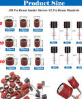 Aluminum Oxide Sanding Drum Kit with 198 Sanding Bands in 80 120 240 Grits and 12 Mandrels for Dremel Rotary Tools