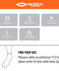 Sizing chart for All Day Ankle Support Wrap No Slip With Adjustable Straps And Side Stabilizers Latex Free Comfort Wraparound Design.