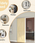 6Ft Sliding Barn Door Hardware Kit With Low Clearance Aluminum Box Rail for wooden interior door in bathroom installation