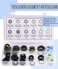 Oil Drain Plug Gasket Set 100 Pcs with 12 Sizes Metal Rubber Crush Washers in transparent storage box