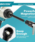 Close-up of Magnetic Nut Driver Set 16-Piece Long 6-Inch Shank for Impact Drill with bolt in hex shank